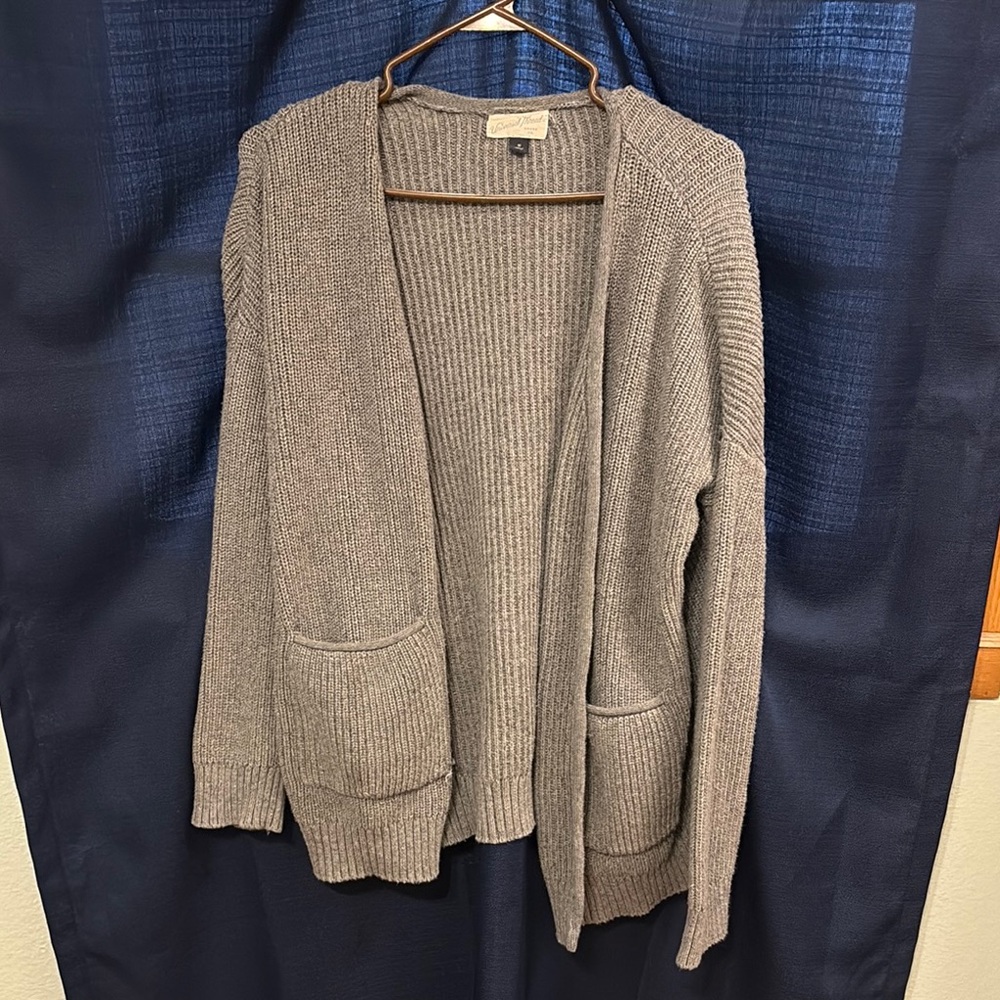 Universal Thread Gray Chunky Knit Open-Front Cardigan
